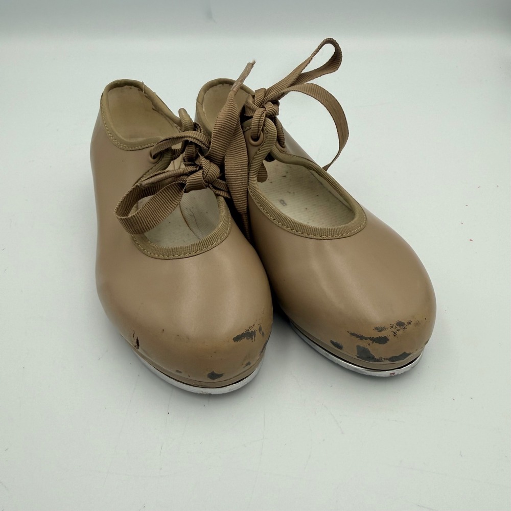 Bloch Tan Tap Shoes Kids Size 8 Ribbon Lace Techno Tap Dance Shoes